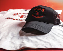 Load image into Gallery viewer, FC Graffiti Black &amp; Red Trucker Hat
